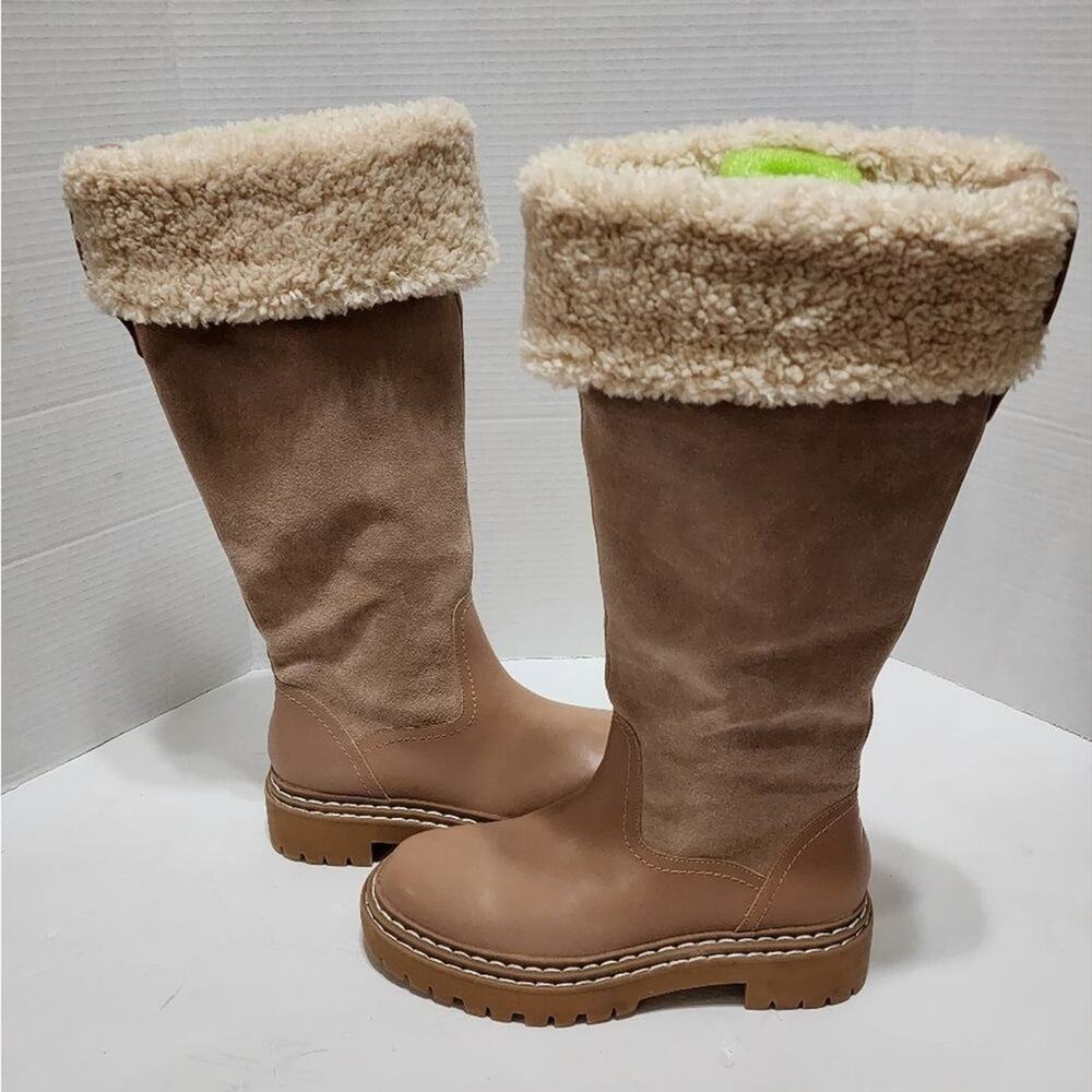 Splendid Antonia faux fur trimmed warm sand leather boots Women's size 8 new!!‎ - Picture 2 of 13